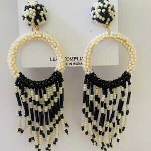 Black/White Beaded Hoop Earrings by Natasha Lead Compliant Stunning!